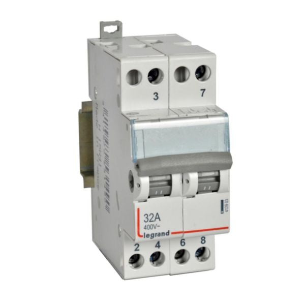 Changeover switch CX³ double two-way with centre point - 250V~ - 32A - 2 modules