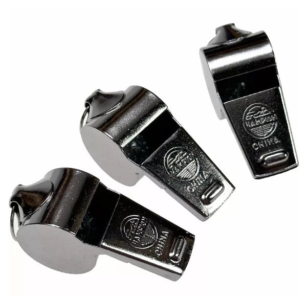 Metal whistle with chrome finish