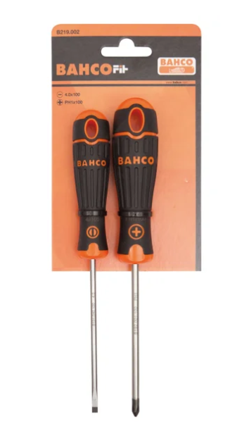 BahcoFit screwdriver set with rubber grip, slotted, Phillips - 2-piece