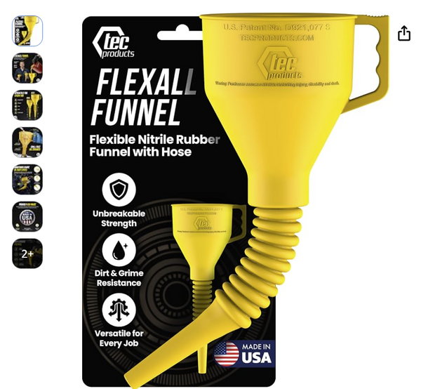 TECPRODUCTS Flex-All Flexible Automotive Oil Funnel
