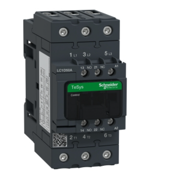 LC1D50AP7 Hình ảnh sản phẩm Schneider Electric  TeSys Deca-Contactors-Technical Benefits TeSys Deca-Contactors-Range overview + 2 + 2 1  videos Contactor, TeSys Deca, 3P(3 NO), AC-3/AC-3e, <=400V, 50A, 230V AC 50/60Hz coil, screw clamp terminals