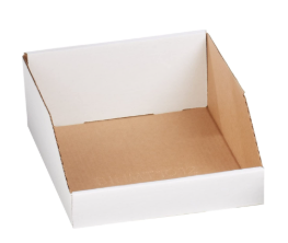 Open Top White Corrugated Bin Box, 12" x 18" x 4-1/2", Lot of 50