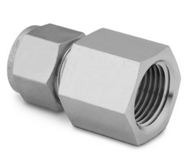 Stainless Steel Swagelok Tube Fitting, Female Connector, 1/2 in. Tube OD x 1/4 in. Female NPT