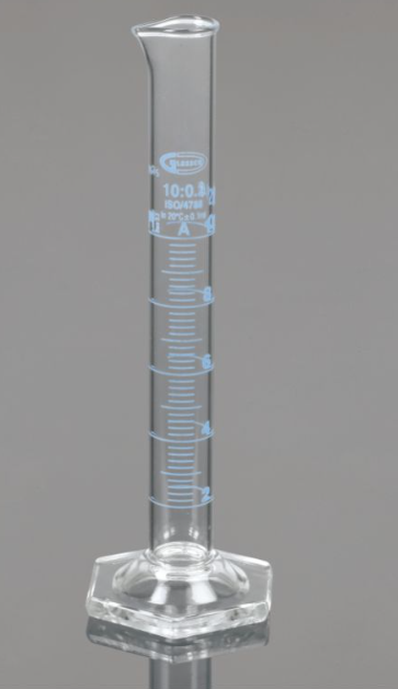 Class A Measuring Cylinder with Batch Certificate, Hex base