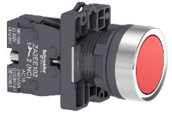 Complete push button, Easy Harmony XA2, plastic, flush, red, 22mm, Spring Return, Unmarked, 1NC