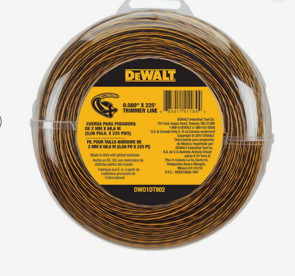 DEWALT Trimmer Line, 225-Foot by 0.080-Inch (DWO1DT802)