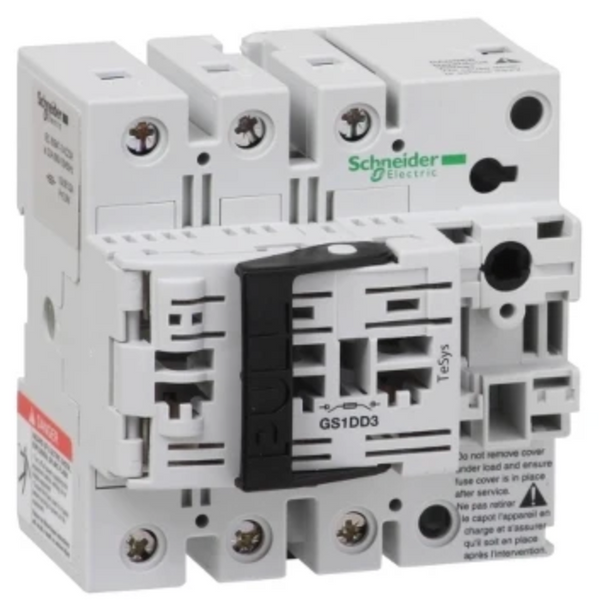 Switch disconnector fuse, TeSys GS, 3P, 3NO, 32A, fuse type NFC, size 10x38mm