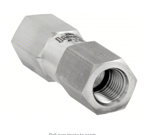 PARKER Instrumentation Check Valve: For Fluids/Gas Media, Poppet, Inline Valve Body, FNPT x FNPT